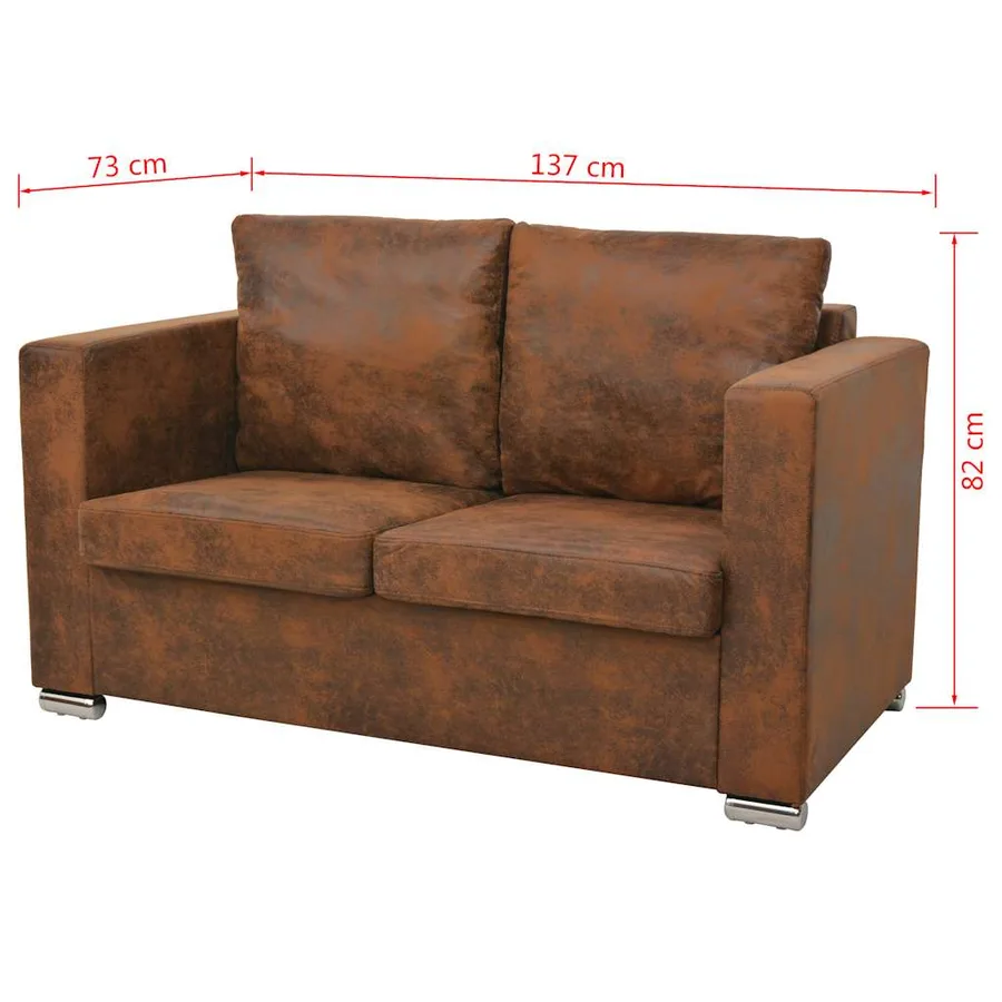 Ensemble de canapés 2 pcs cuir daim synthétique - 5