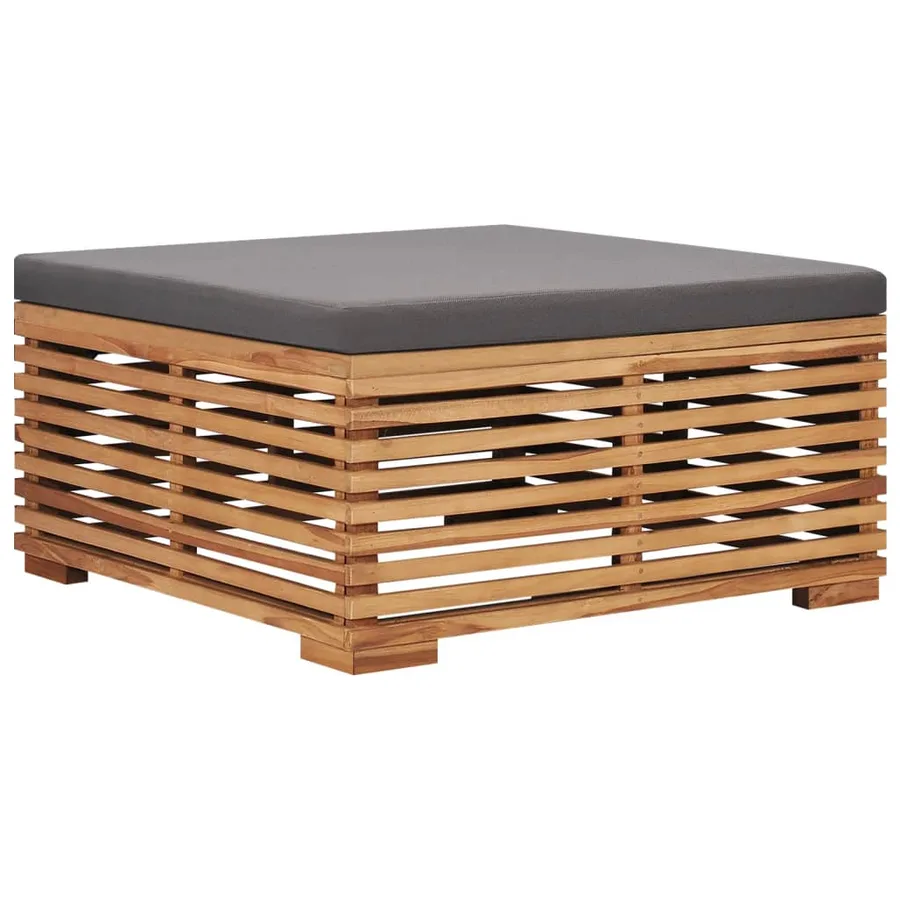 Table et repose-pied de jardin coussin gris foncé Bois de teck - 5