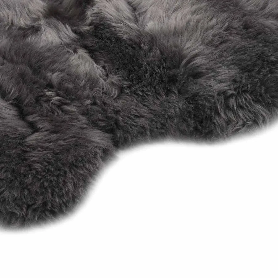 Tapis en peau de mouton 60 x 90 cm Gris clair - 2