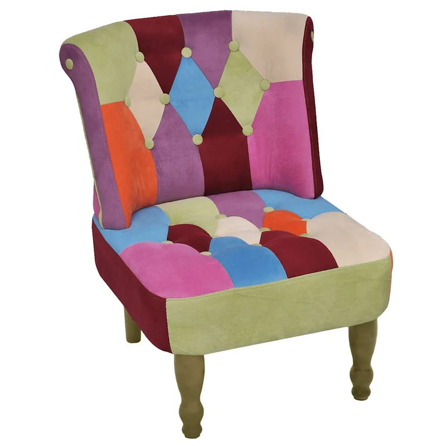 Chaises en style français lot de 2 avec design patchwork tissu