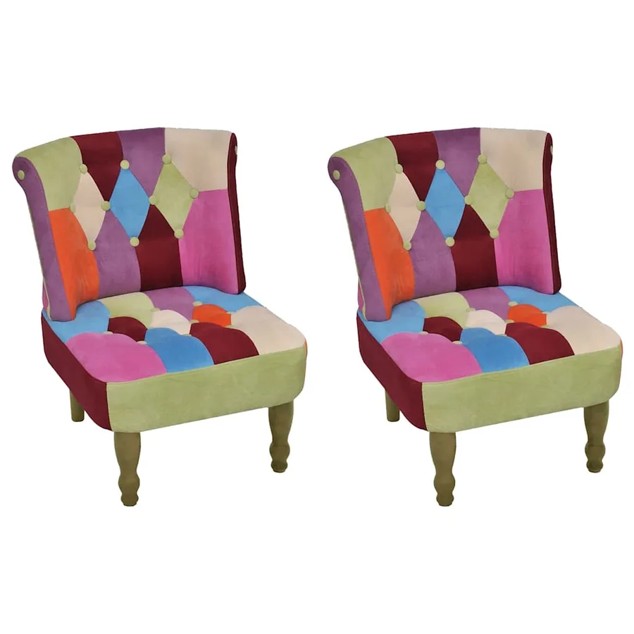 Chaises en style français lot de 2 avec design patchwork tissu - 2