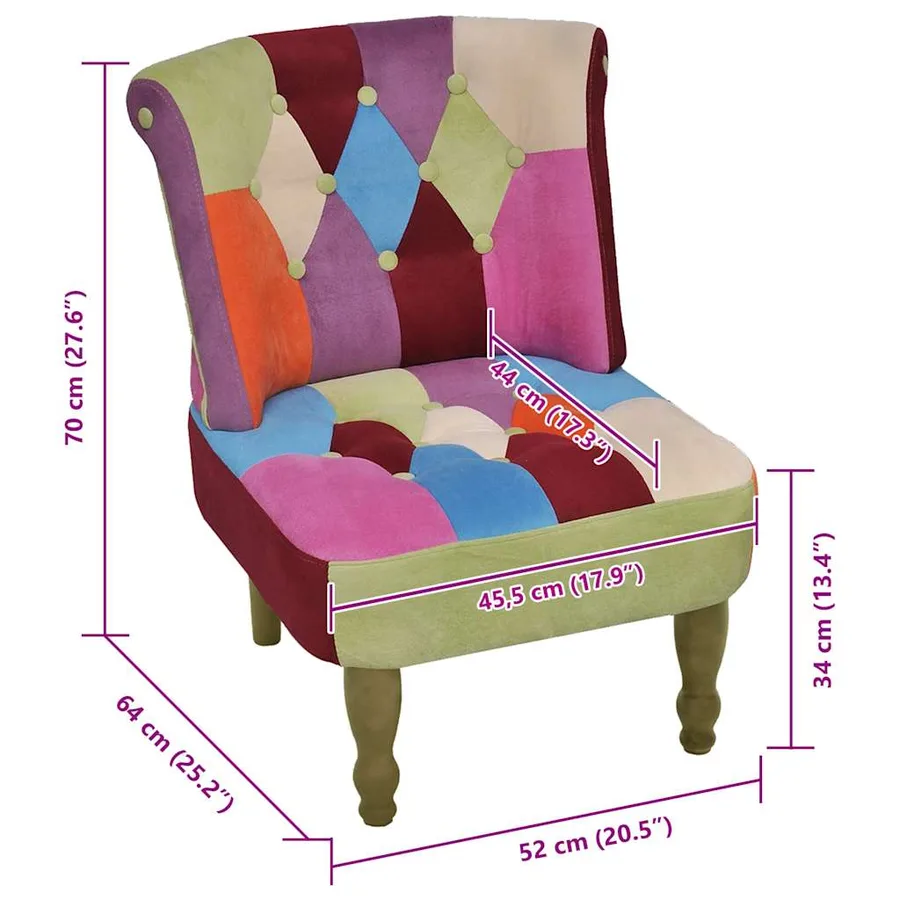 Chaises en style français lot de 2 avec design patchwork tissu - 6