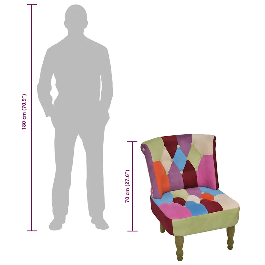 Chaises en style français lot de 2 avec design patchwork tissu - 7