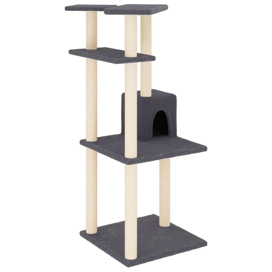 Arbre à chat avec griffoirs en sisal gris foncé 123 cm - 2