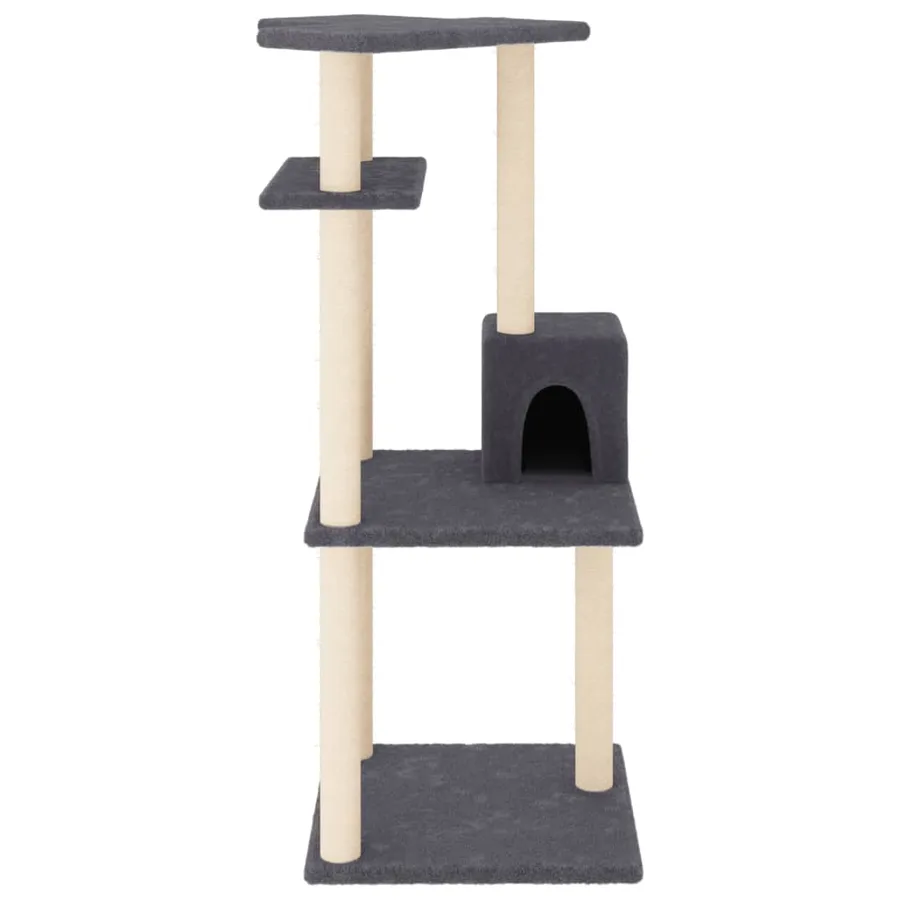 Arbre à chat avec griffoirs en sisal gris foncé 123 cm - 3