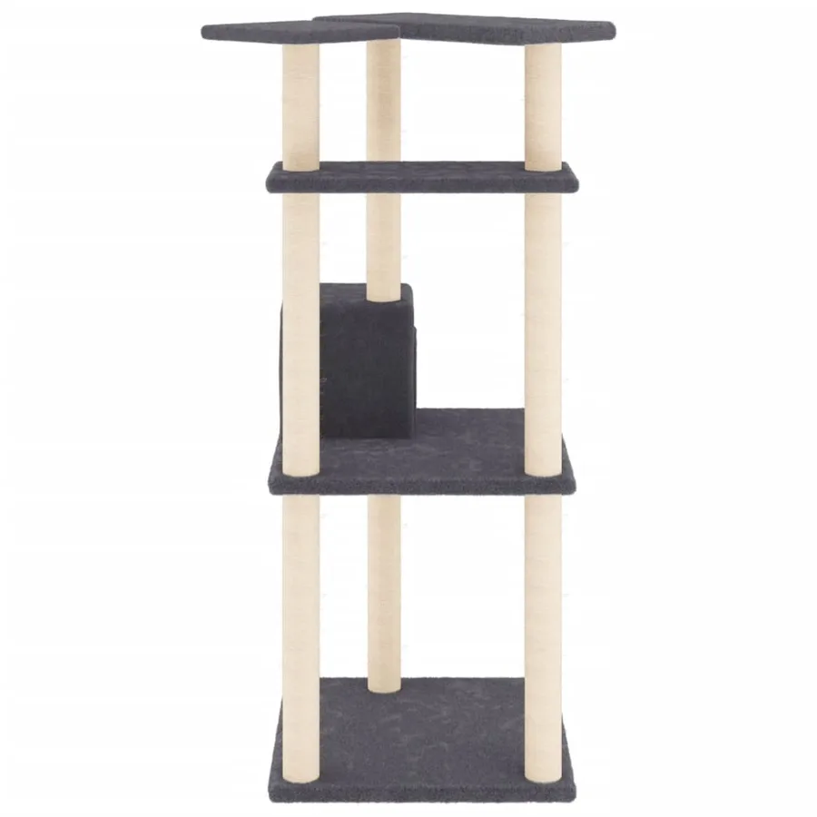 Arbre à chat avec griffoirs en sisal gris foncé 123 cm - 4