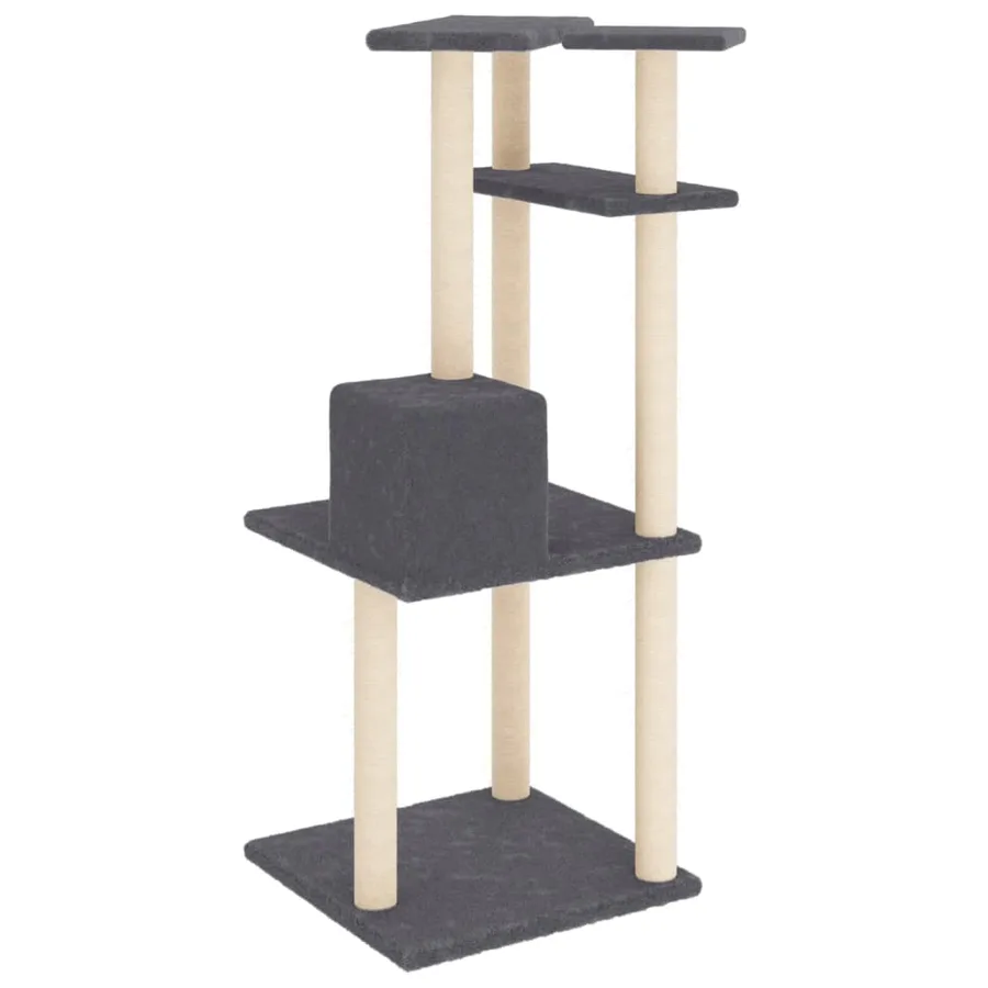 Arbre à chat avec griffoirs en sisal gris foncé 123 cm - 5