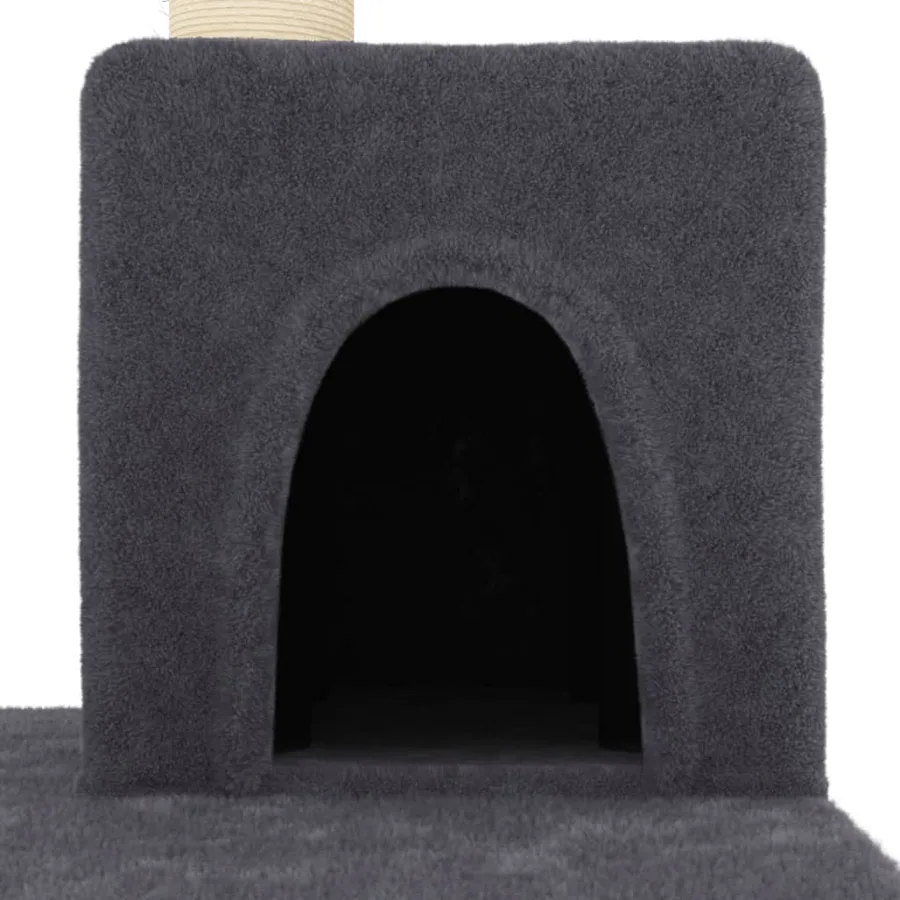 Arbre à chat avec griffoirs en sisal gris foncé 123 cm - 6