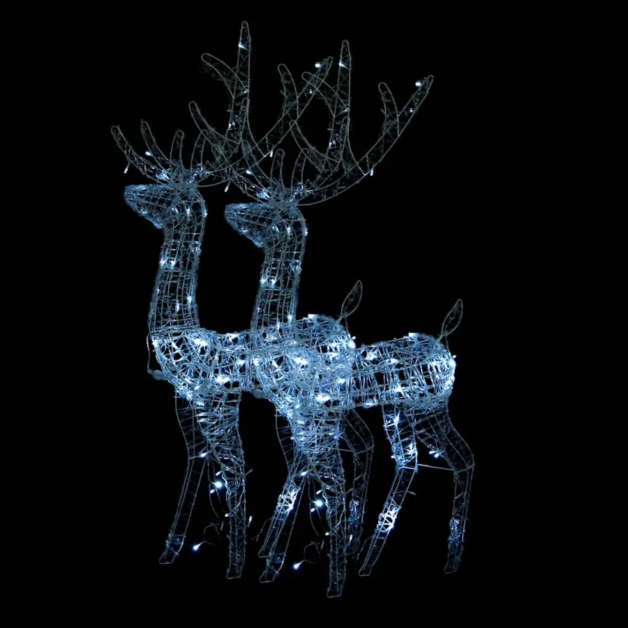 Décorations de Noël de renne Acrylique 2 pcs 128 cm Blanc froid - 2