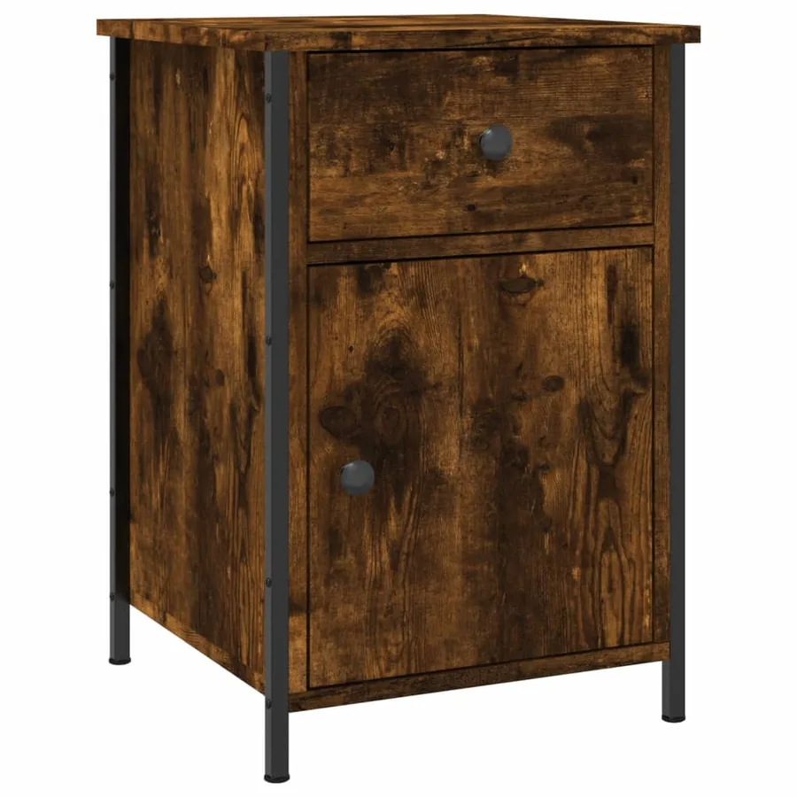 Table de chevet chêne fumé 40x42x60 cm bois d'ingénierie - 2