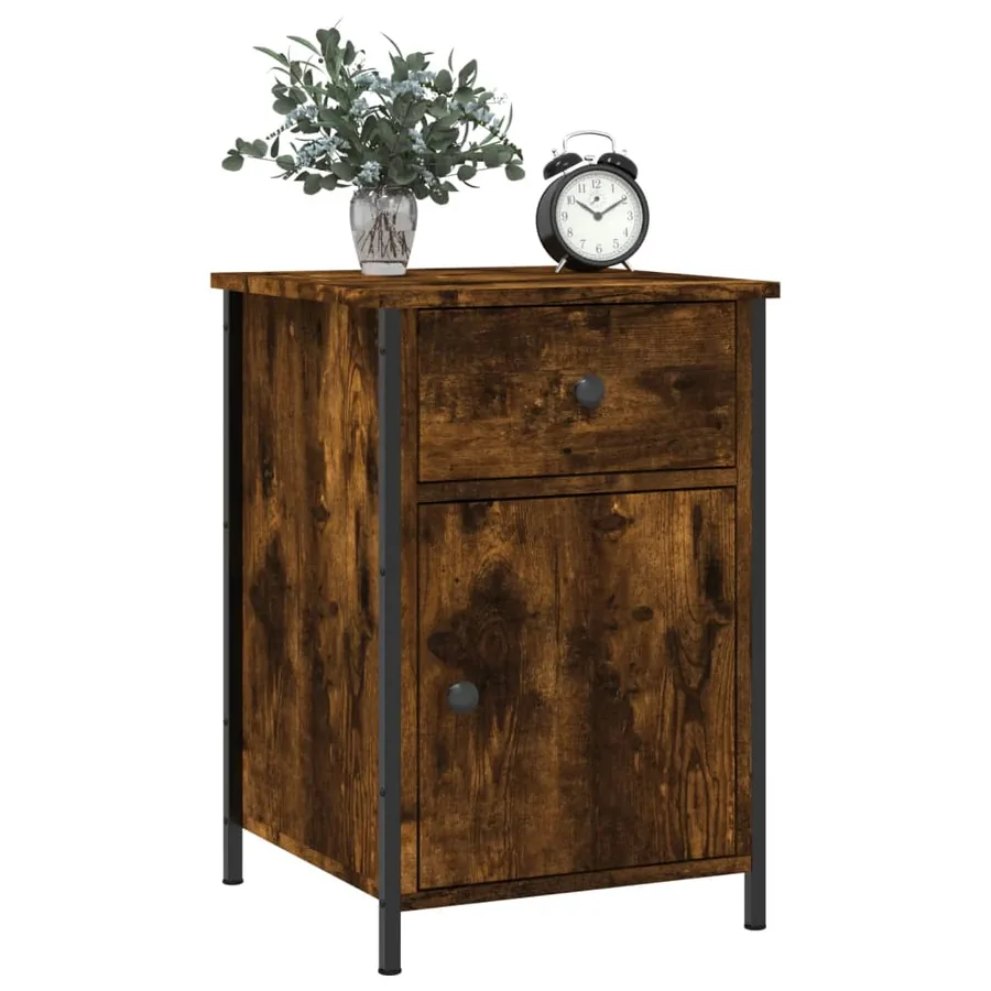 Table de chevet chêne fumé 40x42x60 cm bois d'ingénierie - 3