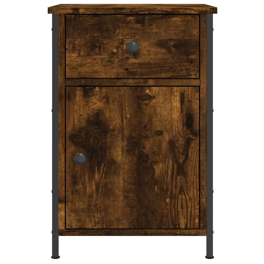 Table de chevet chêne fumé 40x42x60 cm bois d'ingénierie - 5