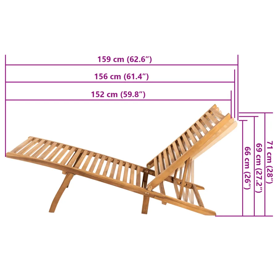 Chaise longue Bois de teck solide - 7