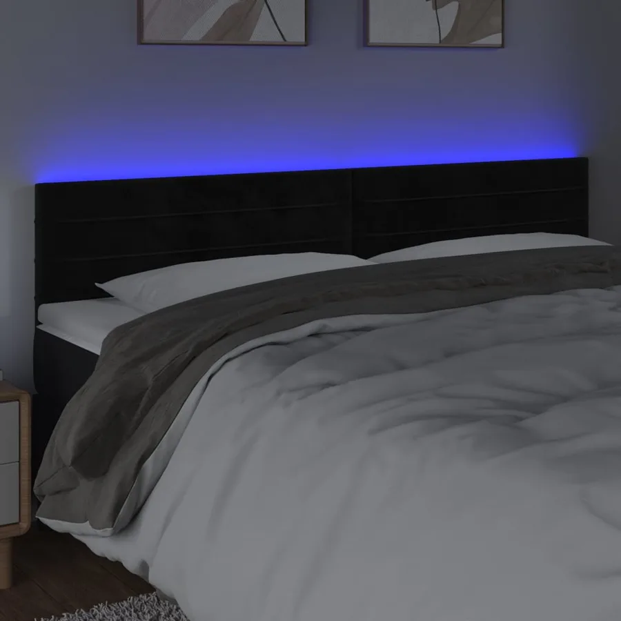 Tête de lit à LED Noir 180x5x78/88 cm Velours - 3