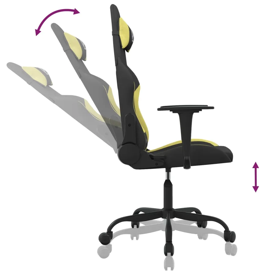 Chaise de jeu Noir et vert clair Tissu - 6