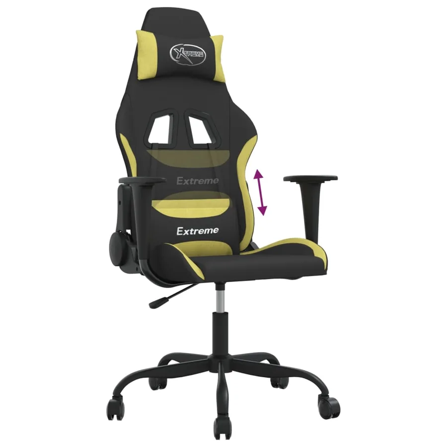 Chaise de jeu Noir et vert clair Tissu - 7