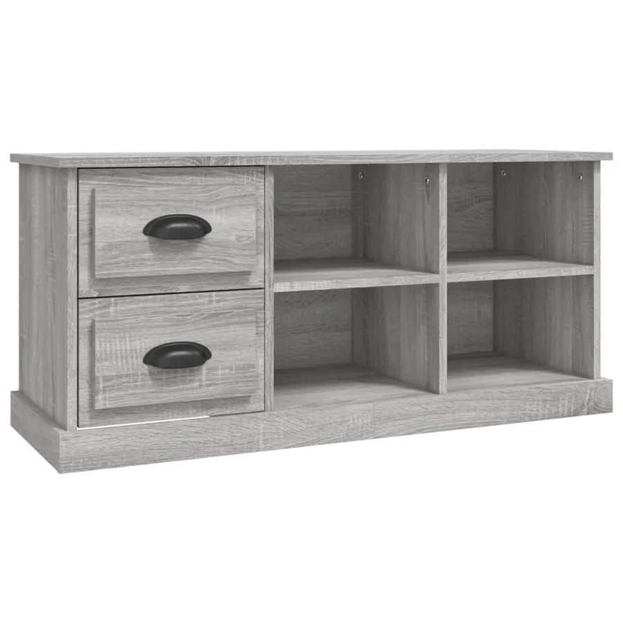 Meuble TV sonoma gris 102x35,5x47,5 cm bois d'ingénierie - 2
