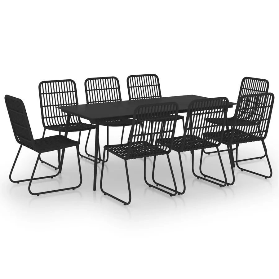Ensemble à manger d'extérieur 9 pcs résine tressée et verre - 2