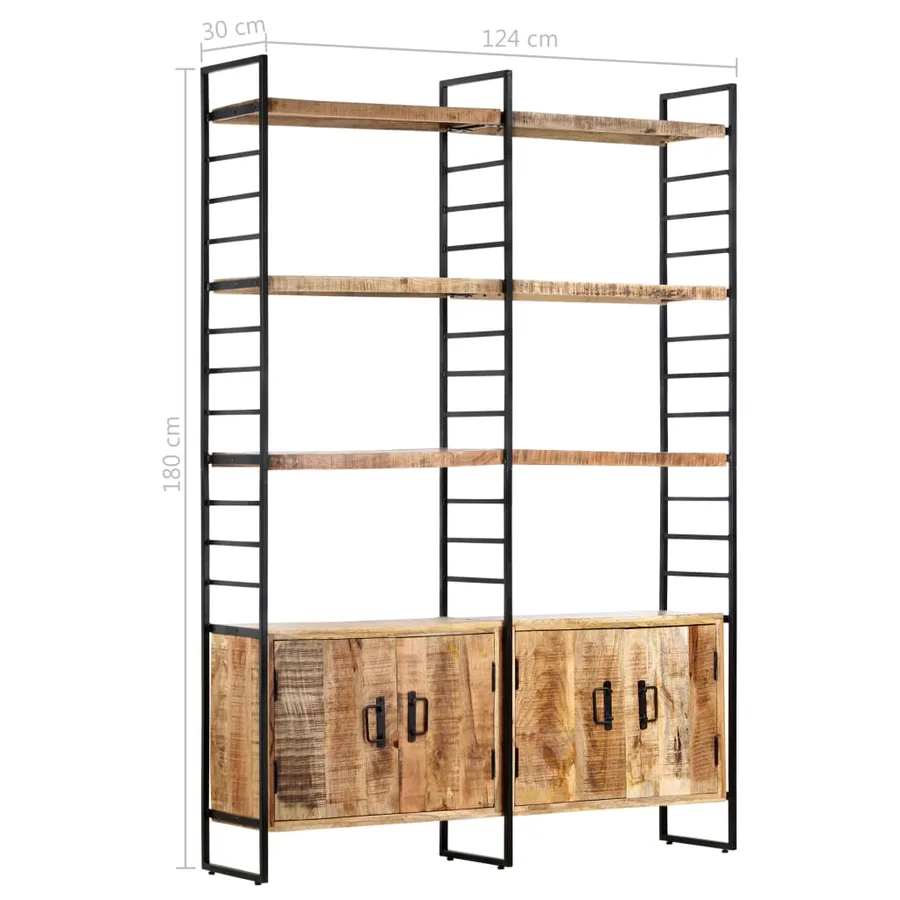 Bibliothèque à 4 niveaux 124x30x180 cm Bois de manguier brut - 9