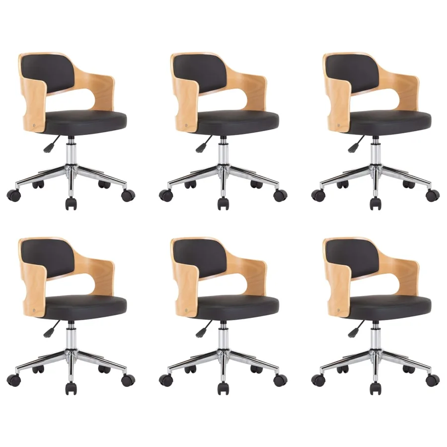 Chaises pivotantes à manger lot de 6 bois courbé et similicuir - 2