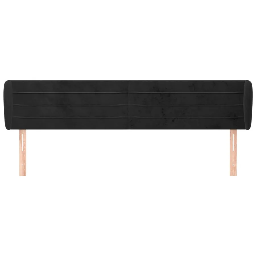 Tête de lit avec oreilles Noir 183x23x78/88 cm Velours - 3