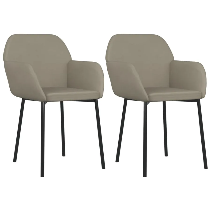 Chaises à manger lot de 2 Gris clair Velours - 2