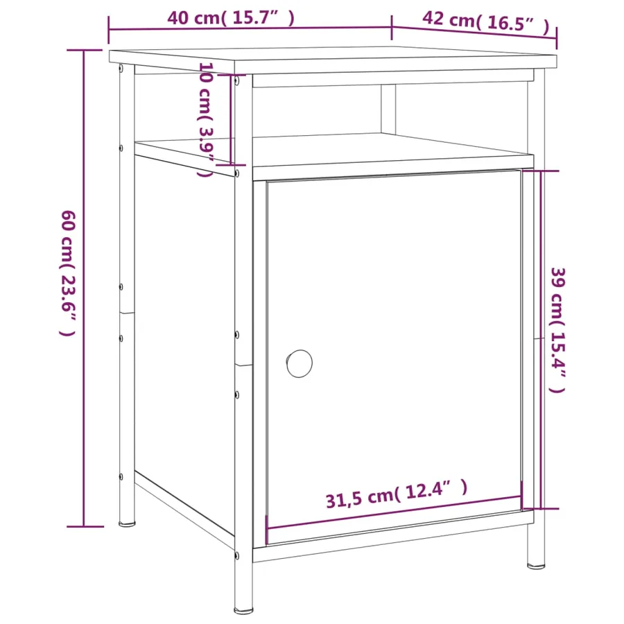 Tables de chevet 2 pcs chêne fumé 40x42x60 cm bois d'ingénierie - 13