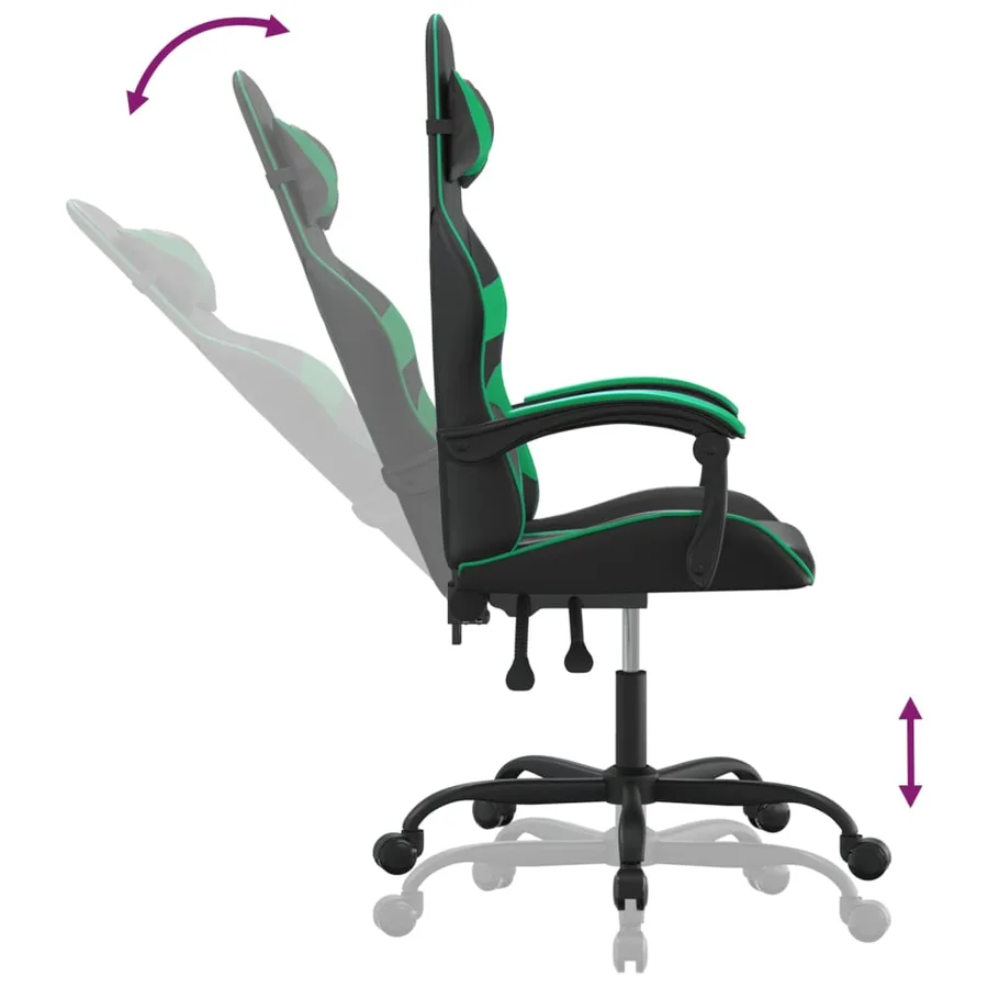 Chaise de jeu Noir et vert Similicuir - 6