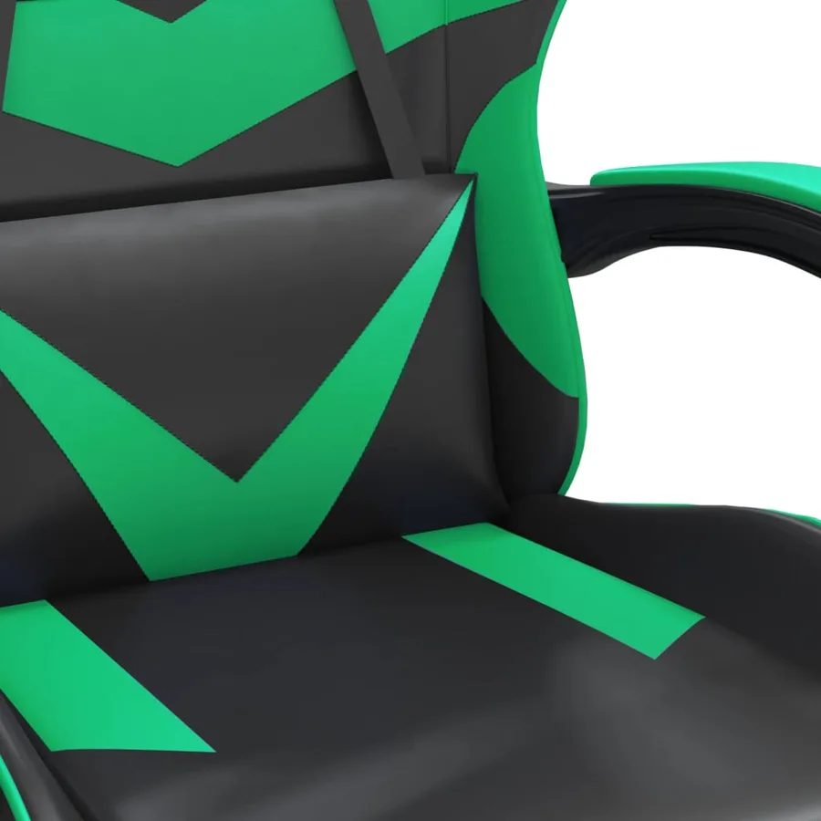 Chaise de jeu Noir et vert Similicuir - 8