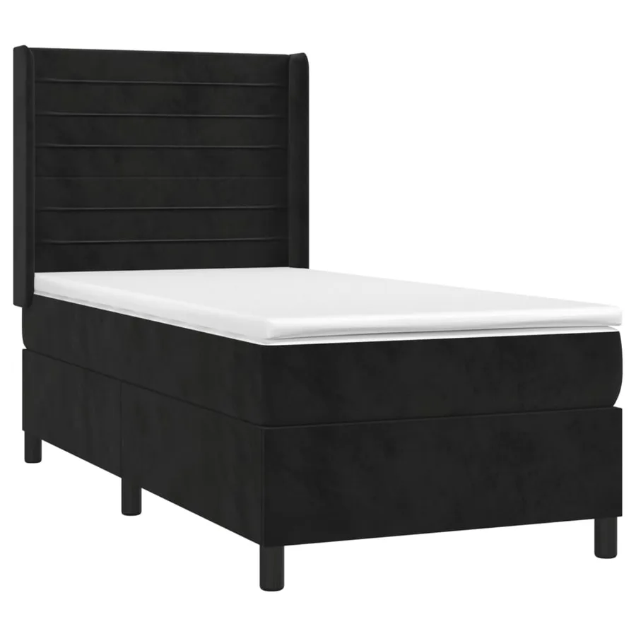 Sommier à lattes de lit avec matelas Noir 90x190 cm Velours - 3