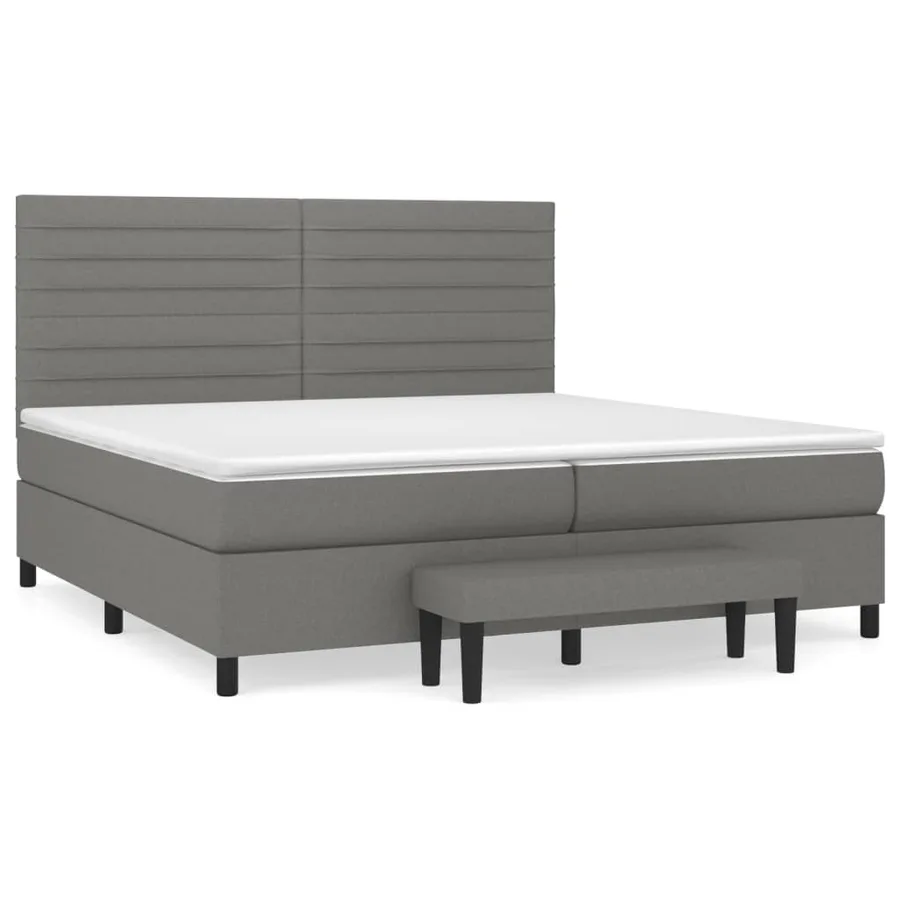 Sommier à lattes de lit avec matelas Gris foncé 200x200cm Tissu - 2