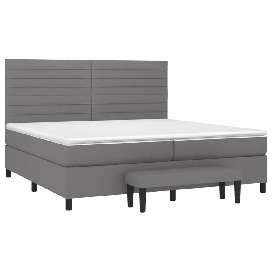 Sommier à lattes de lit avec matelas Gris foncé 200x200cm Tissu - 3