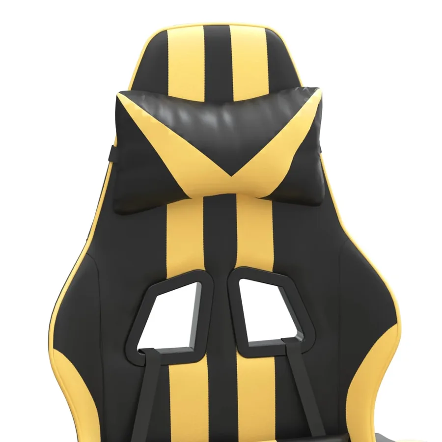 Chaise de jeu avec repose-pied Noir et doré Similicuir - 10