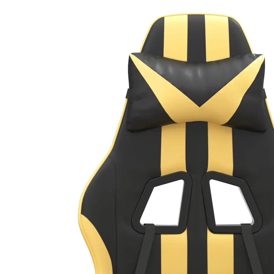 Chaise de jeu avec repose-pied Noir et doré Similicuir - 12