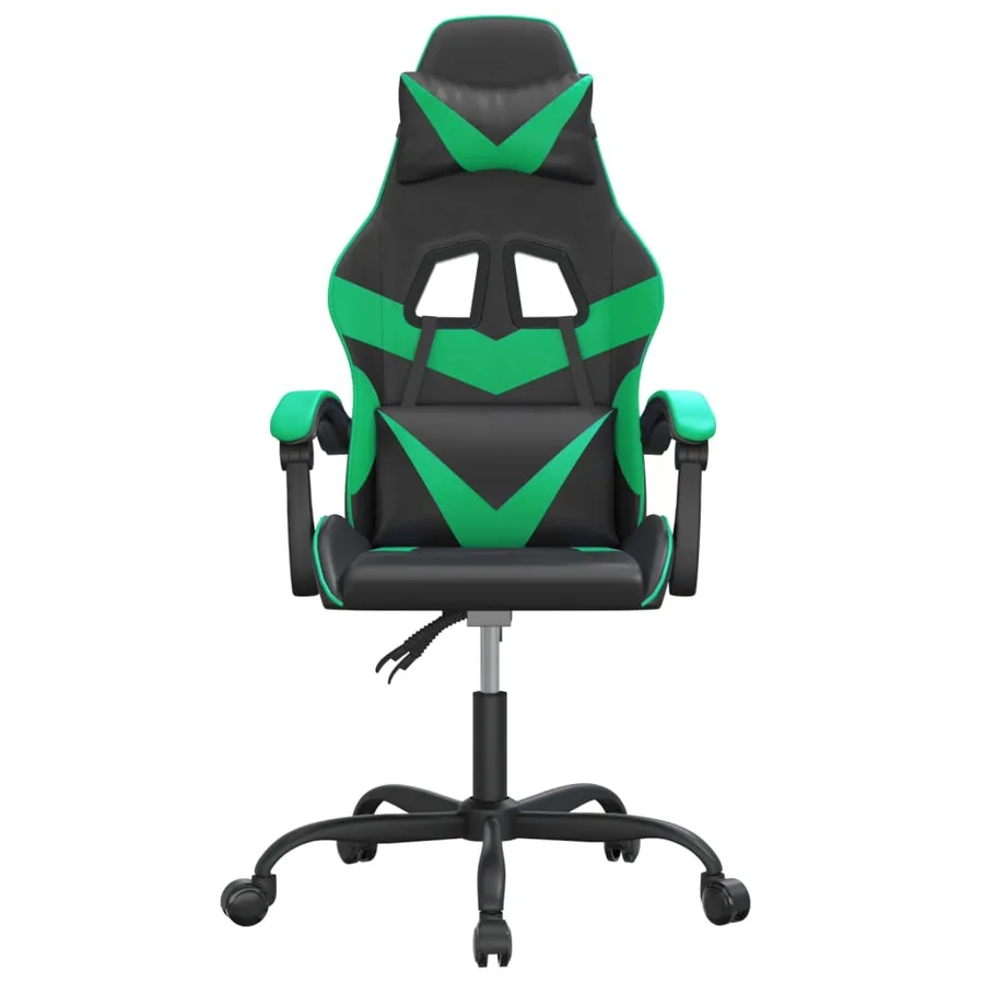 Chaise de jeu pivotante Noir et vert Similicuir - 3
