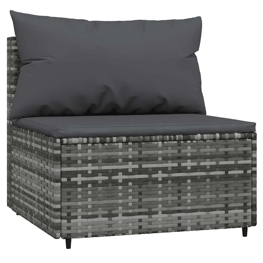 Canapés centraux de jardin et coussins 2pcs Gris Résine tressée - 3