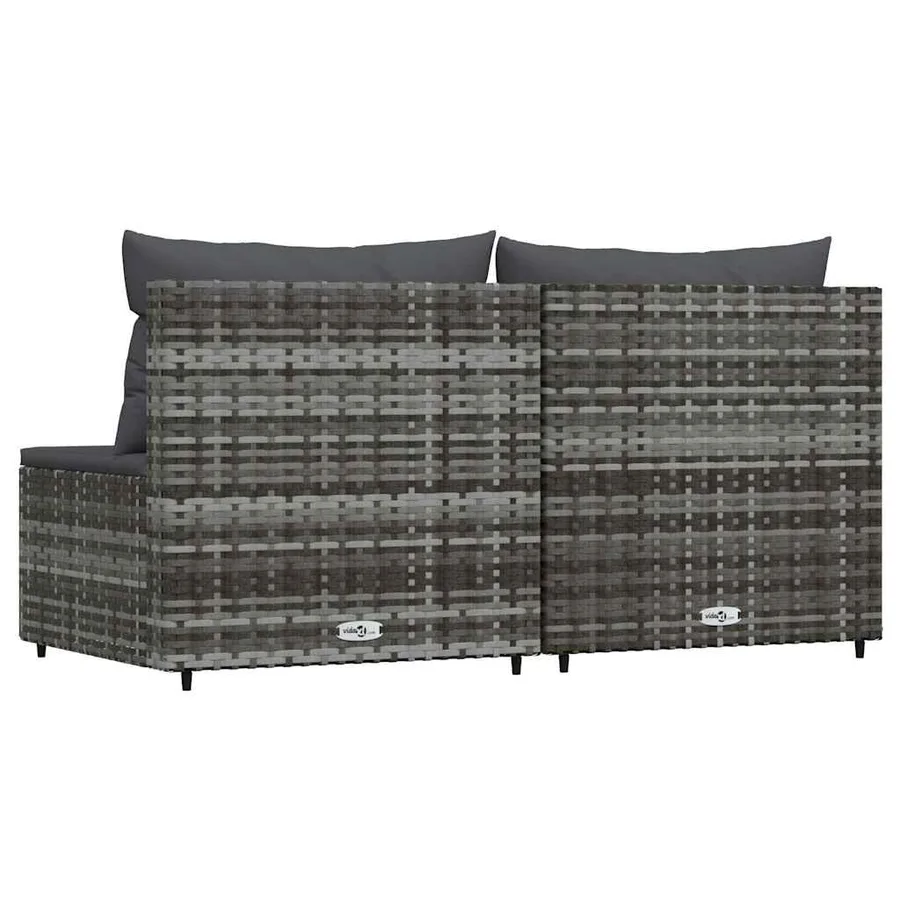 Canapés centraux de jardin et coussins 2pcs Gris Résine tressée - 5