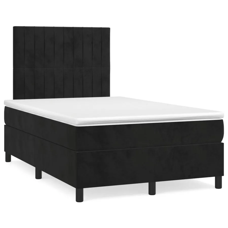 Sommier à lattes de lit avec matelas Noir 120x200 cm Velours - 2