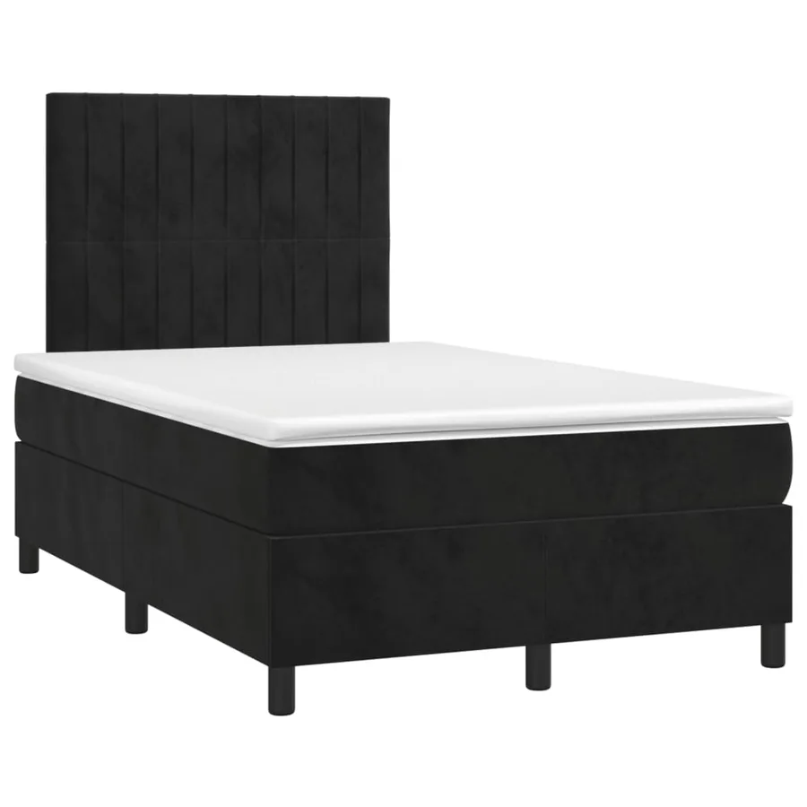 Sommier à lattes de lit avec matelas Noir 120x200 cm Velours - 3