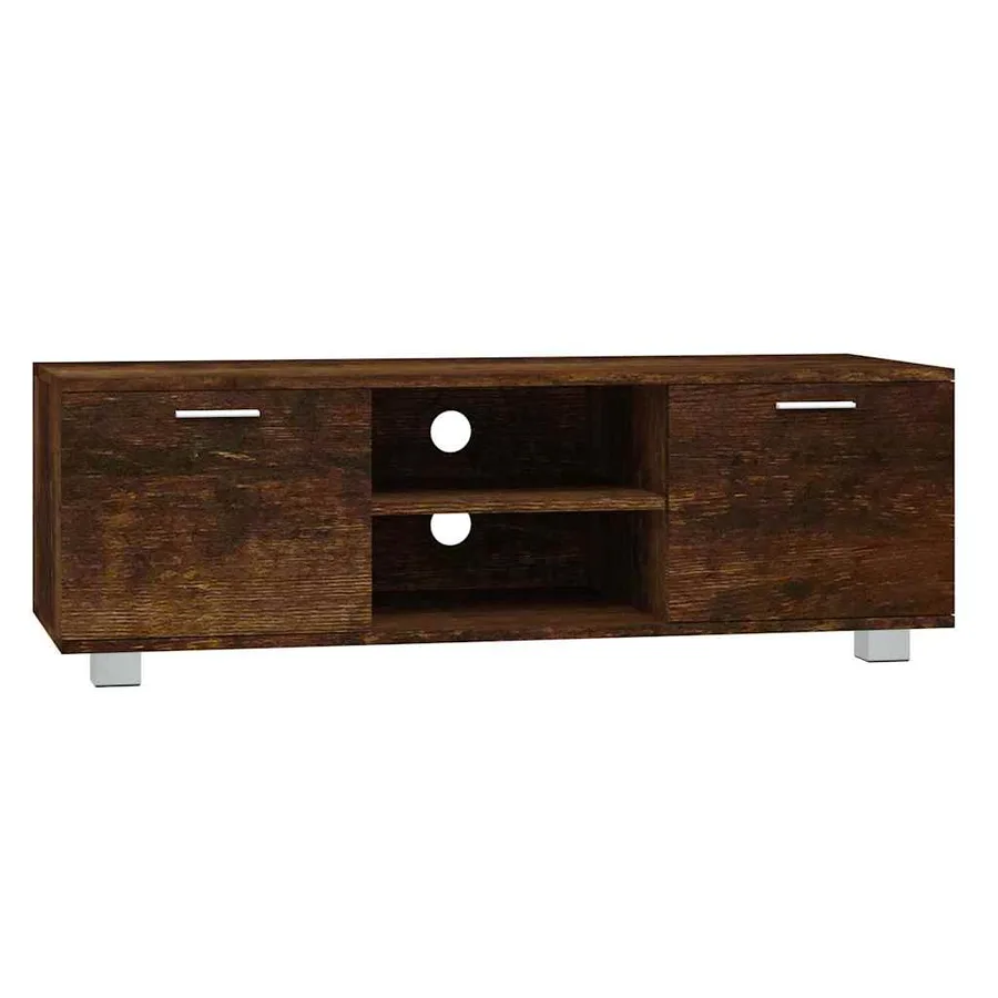 Meuble TV Chêne fumé 120x40,5x35 cm Bois d'ingénierie - 2