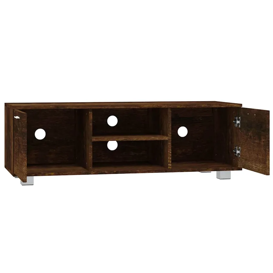 Meuble TV Chêne fumé 120x40,5x35 cm Bois d'ingénierie - 5