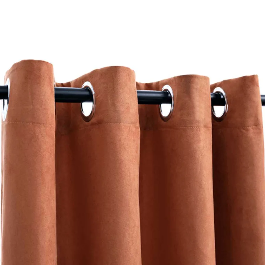 Rideaux occultants et anneaux en métal 2 pcs Rouille 140x225 cm - 3