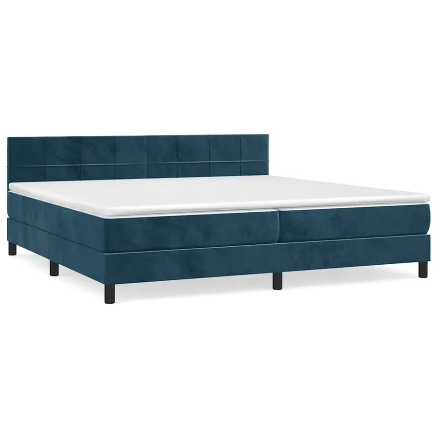 Sommier à lattes de lit et matelas Bleu foncé 200x200cm Velours - 2
