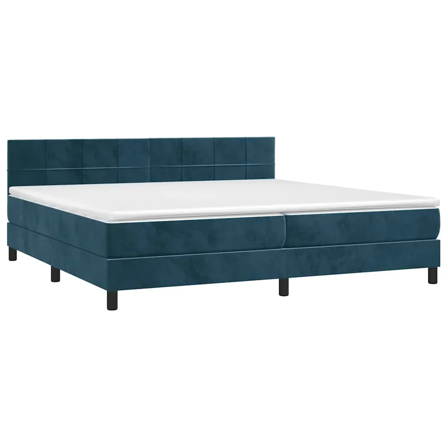 Sommier à lattes de lit et matelas Bleu foncé 200x200cm Velours - 3