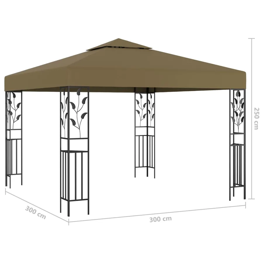 Tonnelle avec guirlande lumineuse à LED 3x3 m Taupe - 9