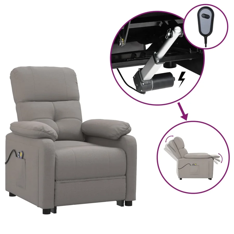 Fauteuil électrique de massage Taupe Tissu - 2