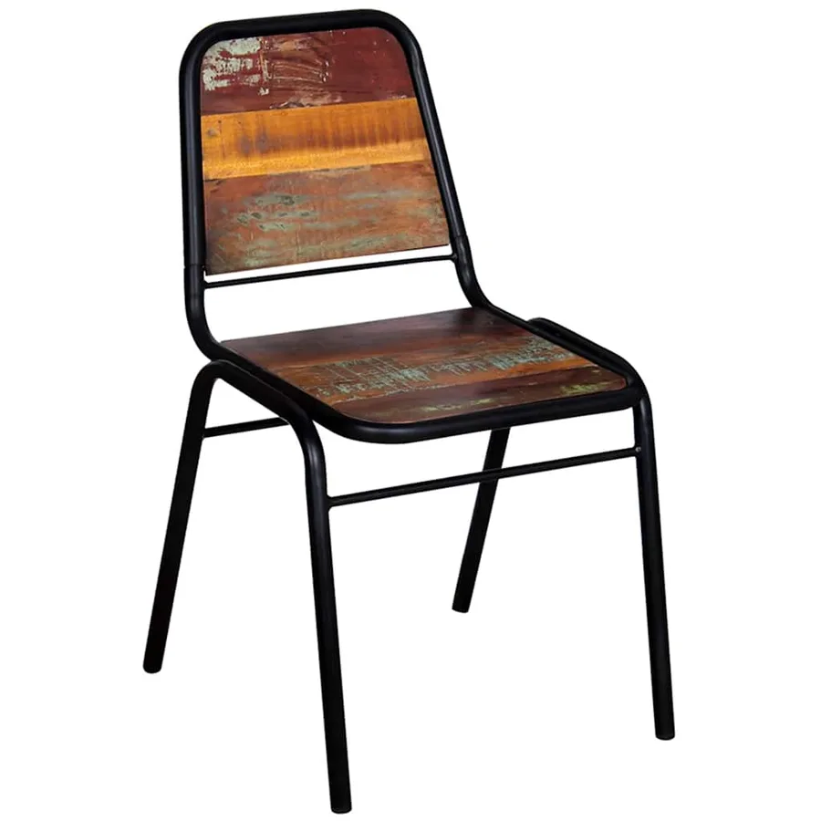 Chaises à manger lot de 6 bois de récupération solide - 7