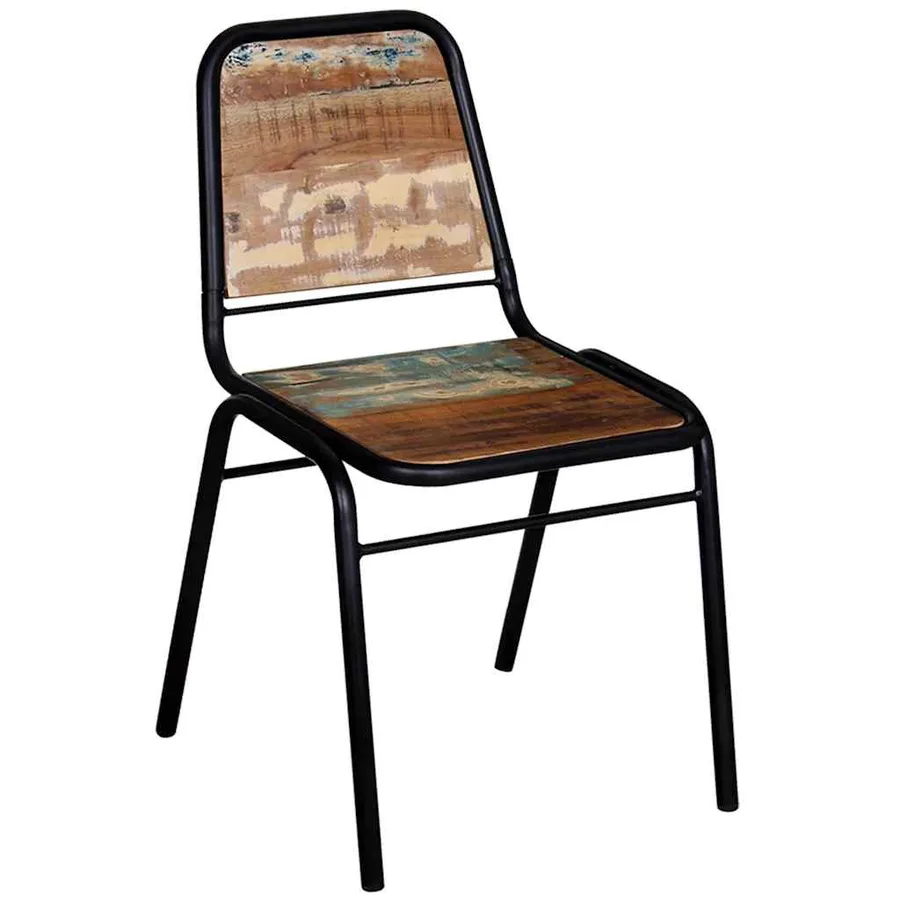 Chaises à manger lot de 6 bois de récupération solide - 9