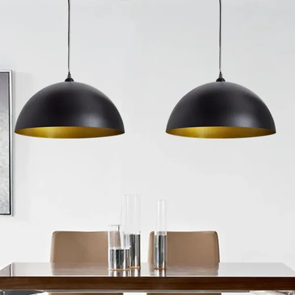 Plafonniers 2 pcs Hauteur réglable Semi-sphérique Noir