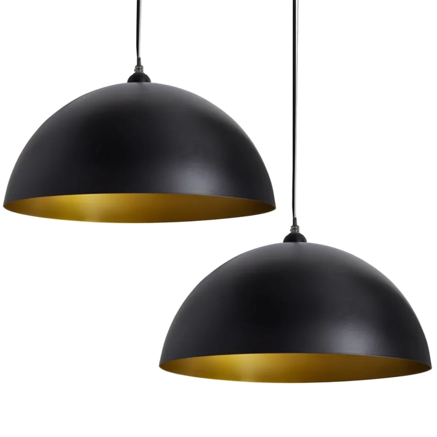 Plafonniers 2 pcs Hauteur réglable Semi-sphérique Noir - 2